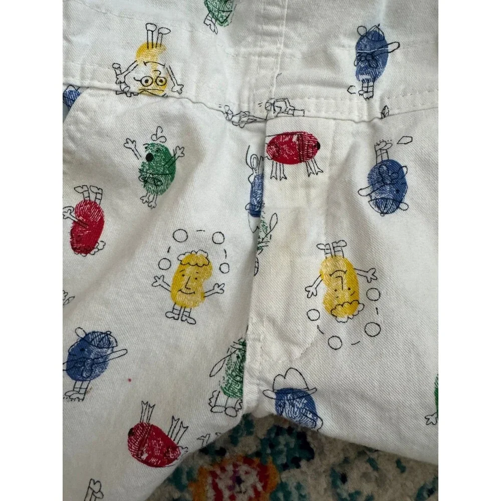 Vintage‎ OshKosh B'Gosh Vestbak Overalls Funny Fingerprint All Over Print Sz 2T
